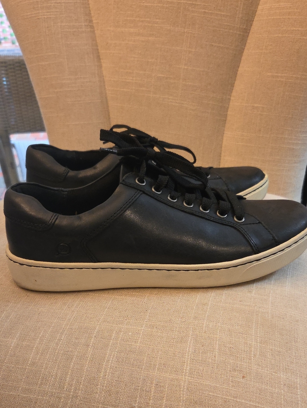 Born Black Leather Low-Top Sneakers with Cream Sole